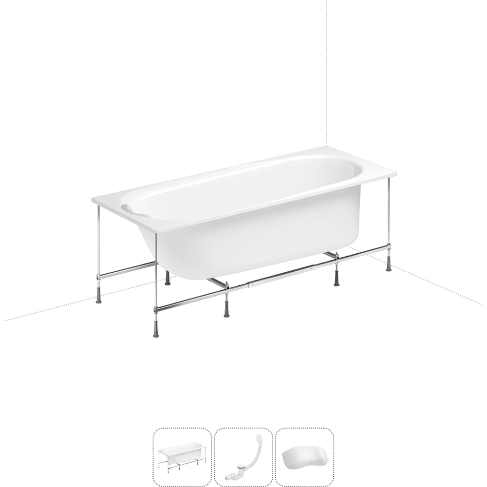 Изображение товара Акриловая ванна Lavinia Boho Biore 20220886R в наборе 4 в 1 с подголовником