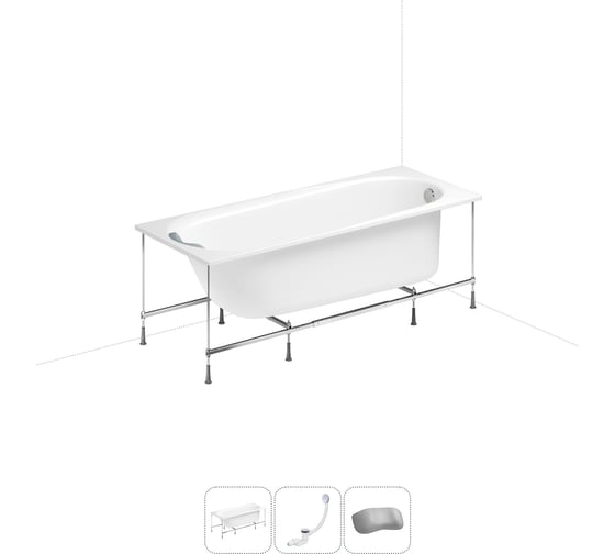 Изображение товара Акриловая ванна Lavinia Boho Biore 20220889R в наборе 4 в 1: акриловая ванна, каркас, слив-перелив, подголовник (цвет набора хром) 20220889R