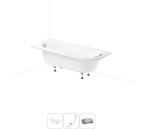 Изображение товара Акриловая ванна Lavinia Boho Art II 20220893R в наборе 4 в 1: акриловая ванна, ножки, слив-перелив, подголовник (цвет набора хром) 20220893R