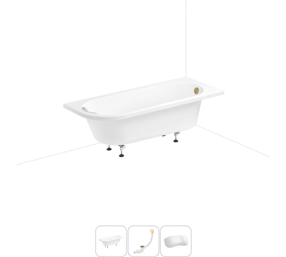 Изображение товара Акриловая ванна Lavinia Boho Art II 20220900R в наборе 4 в 1: акриловая ванна, ножки, слив-перелив, подголовник (цвет набора золото) 20220900R