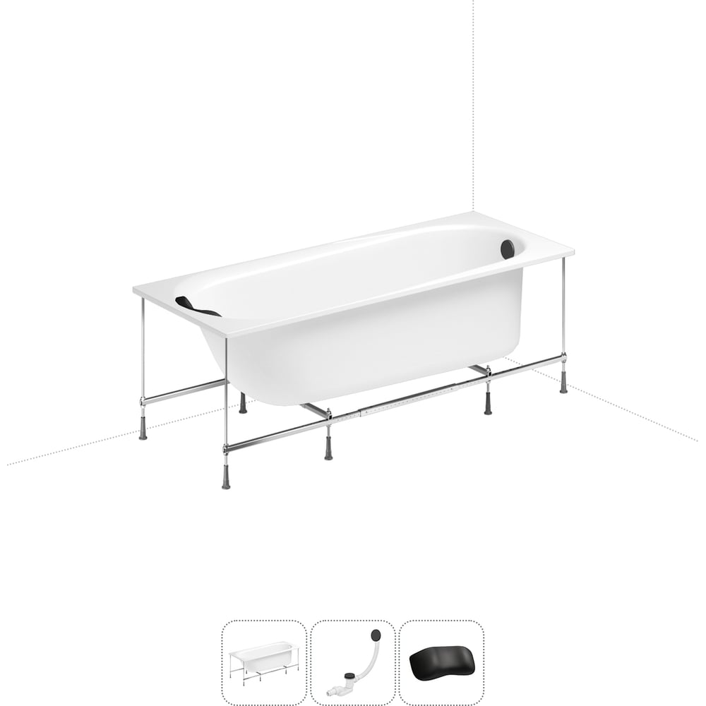 Изображение товара Акриловая ванна Lavinia Boho Biore 20220891R с подголовником и каркасом 170x70 см