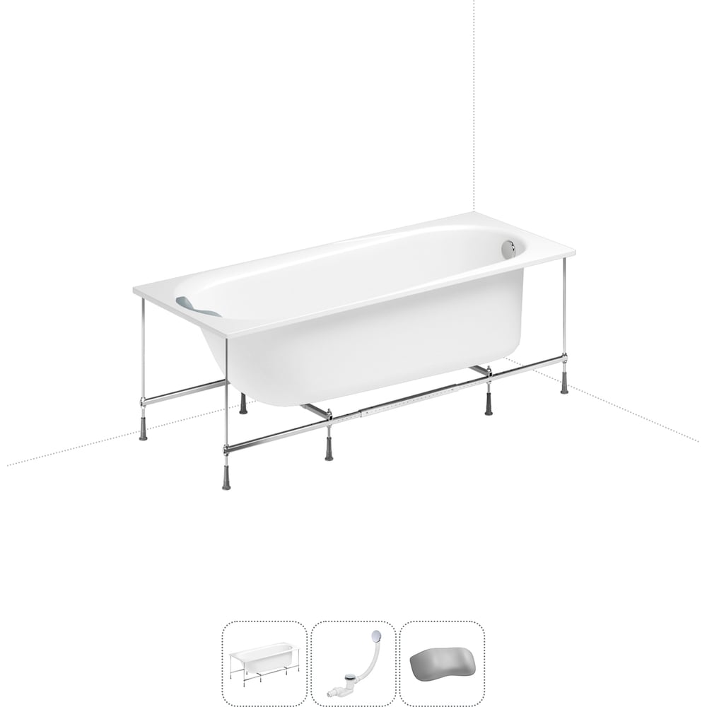 Изображение товара Акриловая ванна Lavinia Boho Biore 20220881R в наборе 4 в 1 с каркасом и подголовником