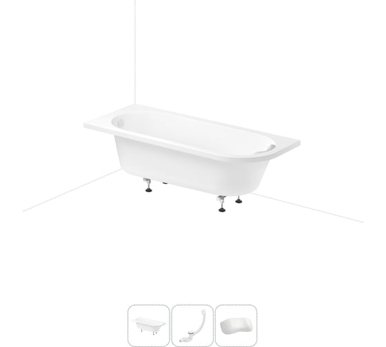Изображение товара Акриловая ванна Lavinia Boho Art II 20220894R в наборе 4 в 1: акриловая ванна, ножки, слив-перелив, подголовник (цвет набора глянцевый белый) 20220894R