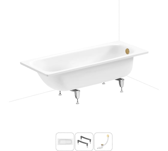 Изображение товара Стальная ванна 170х70 см с шумоизоляцией Sanitana BLB Universal 20220720R в наборе 3 в 1 20220720R