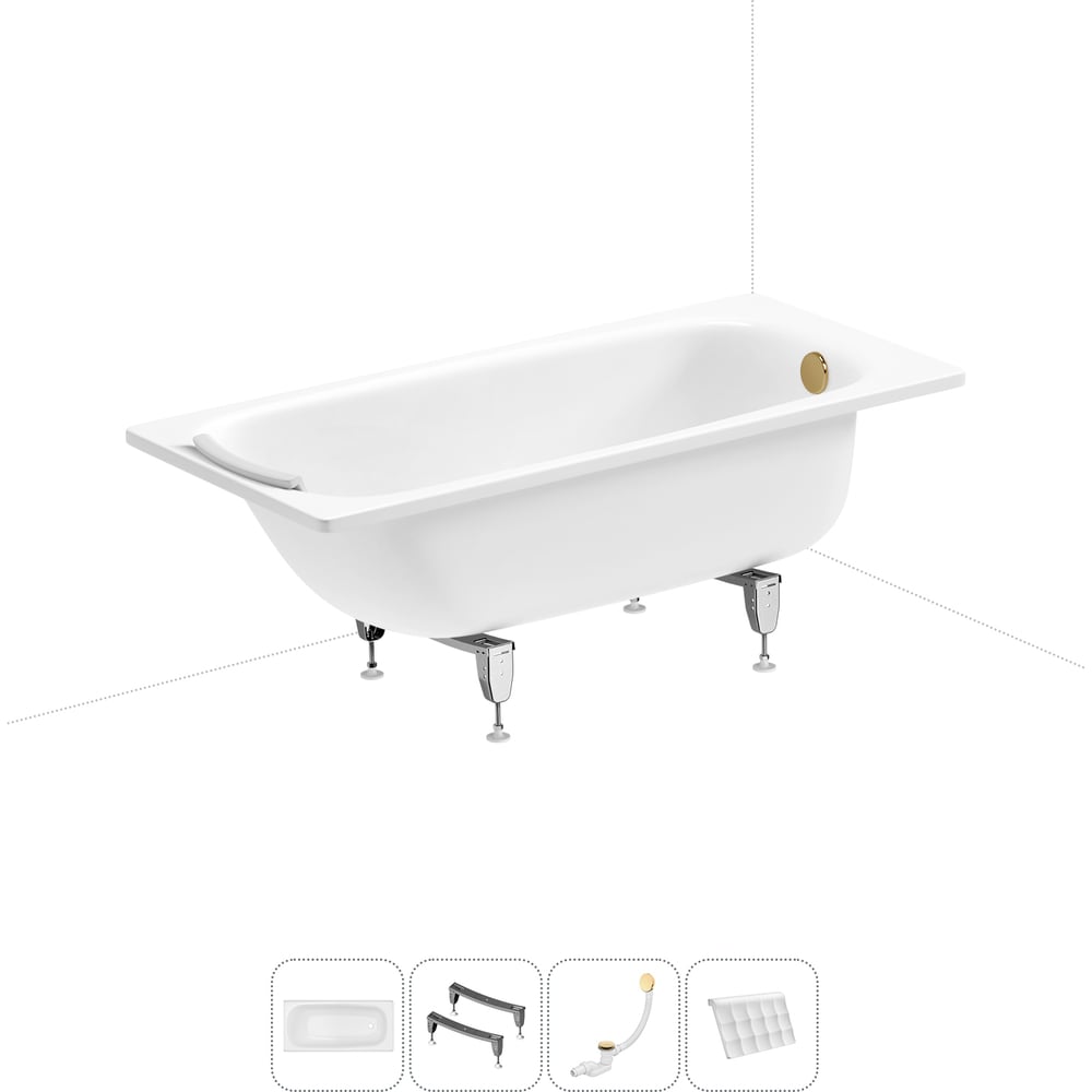 Изображение товара Стальная ванна 150х70 см с шумоизоляцией Sanitana BLB Universal 20220692R в наборе 4 в 1 20220692R