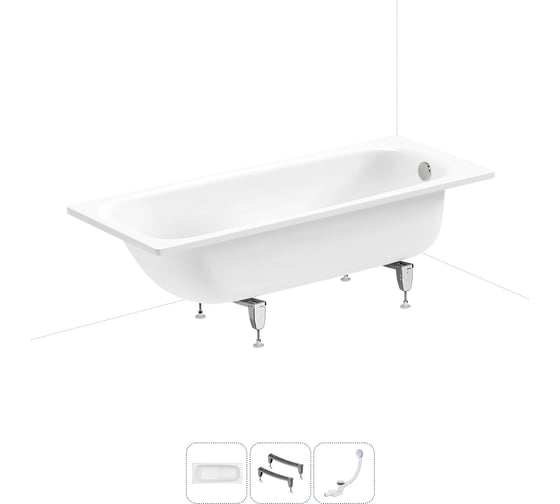 Изображение товара Стальная ванна 170х70 см с шумоизоляцией Sanitana BLB Universal 20220717R в наборе 3 в 1 20220717R