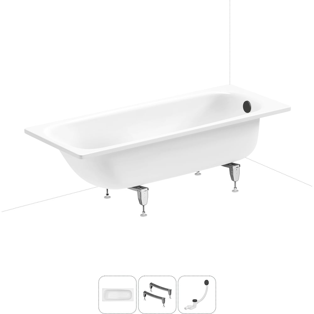 Изображение товара Стальная ванна 170x70 см с шумоизоляцией Sanitana Universal 3.5 белая