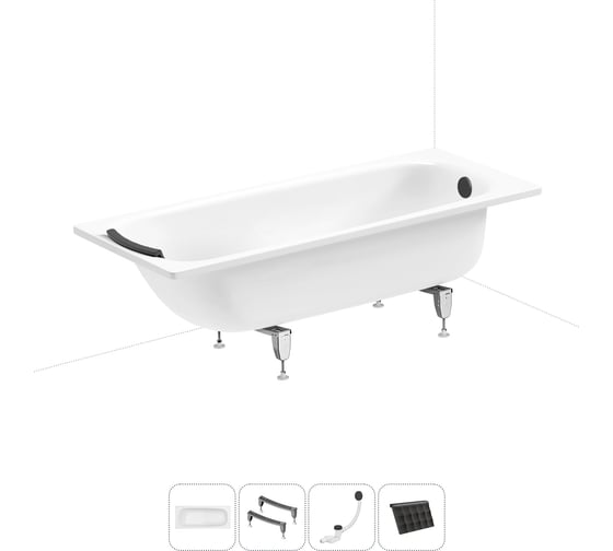 Изображение товара Стальная ванна 170х70 см с шумоизоляцией Sanitana BLB Universal 20220723R в наборе 4 в 1 20220723R