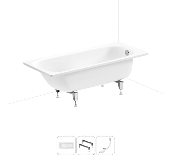 Изображение товара Стальная ванна 160х70 см с шумоизоляцией Sanitana BLB Universal 20220701R в наборе 3 в 1 20220701R