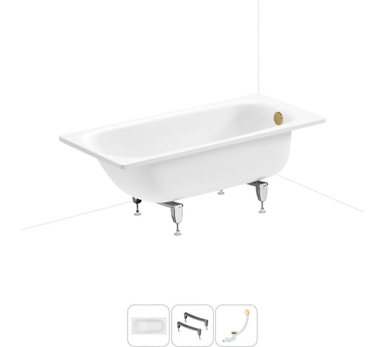 Изображение товара Стальная ванна 150х70 см с шумоизоляцией Sanitana BLB Universal 20220688R в наборе 3 в 1 20220688R