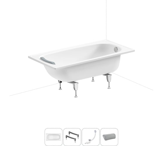 Изображение товара Стальная ванна 130х70 см Sanitana BLB Europa 20220593R в наборе 4 в 1 20220593R