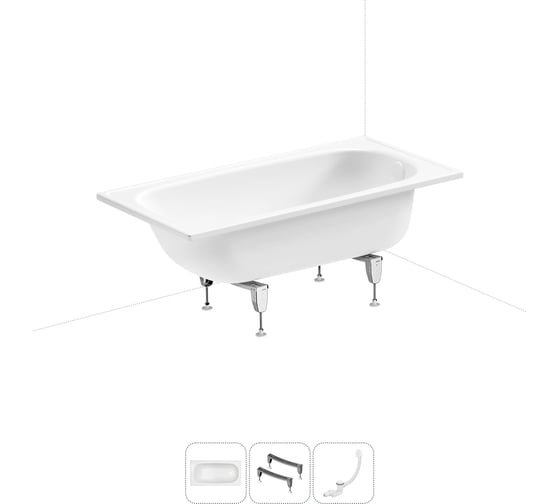 Изображение товара Стальная ванна 140х70 см Sanitana BLB Europa 20220606R в наборе 3 в 1 20220606R