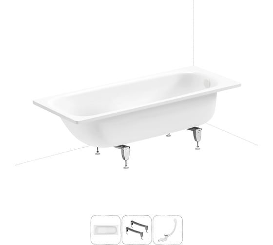 Изображение товара Стальная ванна 170х70 см с шумоизоляцией Sanitana BLB Universal 20220718R в наборе 3 в 1 20220718R