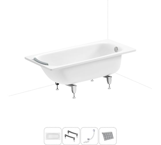 Изображение товара Стальная ванна 150х70 см с шумоизоляцией Sanitana BLB Universal 20220689R в наборе 4 в 1 20220689R