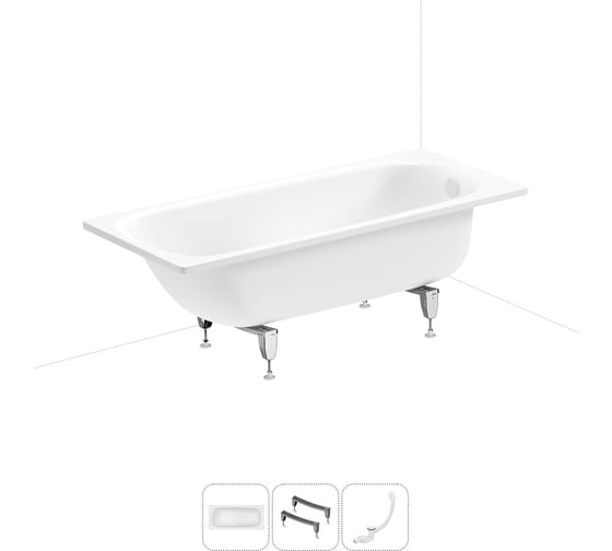 Изображение товара Стальная ванна 160х70 см с шумоизоляцией Sanitana BLB Universal 20220702R в наборе 3 в 1 20220702R