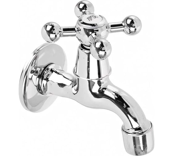 Изображение товара Водоразборный кран FRESSO короткий излив, вентильный, с аэратором, 1/2", цинк 554-039