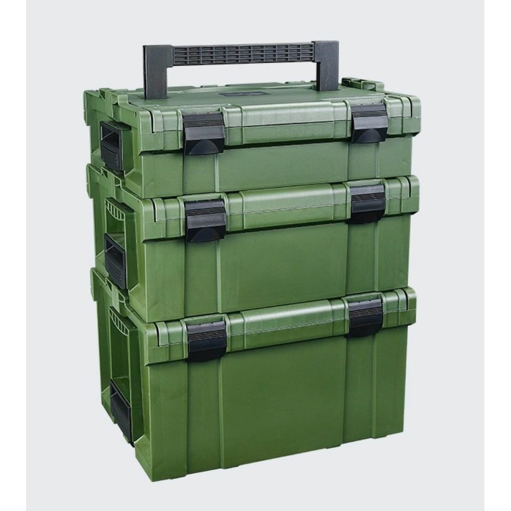 Изображение товара Комплект 3 кейса с тележкой DGCASE PROTOOLS STACK зеленый 390х320х500 PTSET-GR