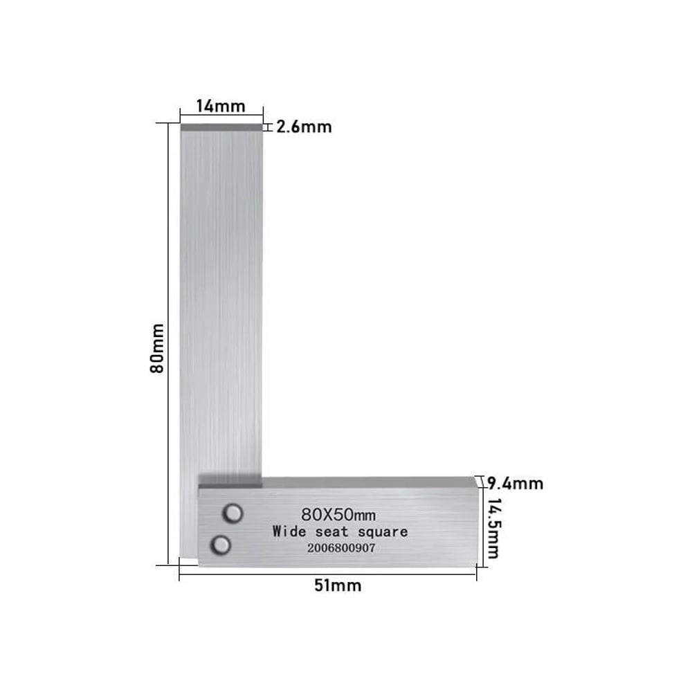 Изображение товара Угольник поверочный 90 градусов Vitatools 80x50 мм в кейсе для точных измерений