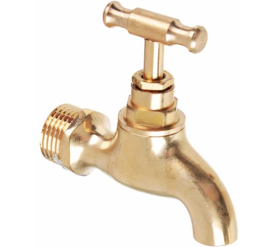 Изображение товара Водоразборный кран FRESSO короткий излив, ручка вентиль, 1/2", латунь 554-086