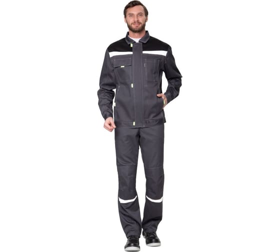 Изображение товара Мужской костюм Прабо Профессионал 1 серый/чёрный 96-100/170-176 (48/3) 16040