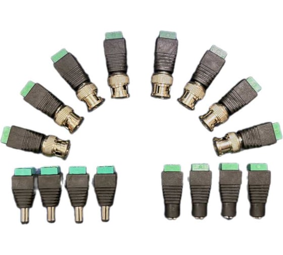 Изображение товара Комплект разъемов ComOnyx на 4 видеокамеры, 8 BNC, 4 пары DC (мама + папа), CO-KC-003, 121-003