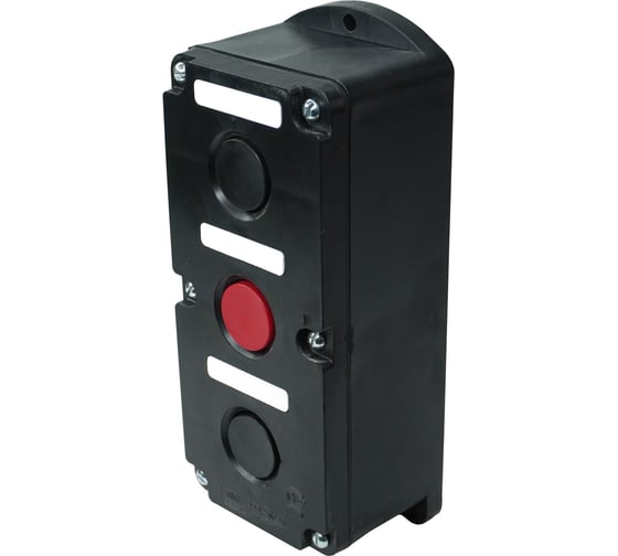 Изображение товара Пост управления кнопочный (ПКЕ) ВЗКА 222-3 У2, 10А, 660В, 3 элемента, чёрный и красный цилиндр, накладной, IP54, 2шт. ПКЕ222-3-ЧЦ/КЦ