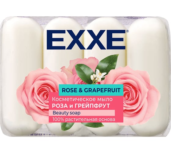 Изображение товара Туалетное крем-мыло Exxe Роза и грейпфрут, 4 шт x 70 г 263618