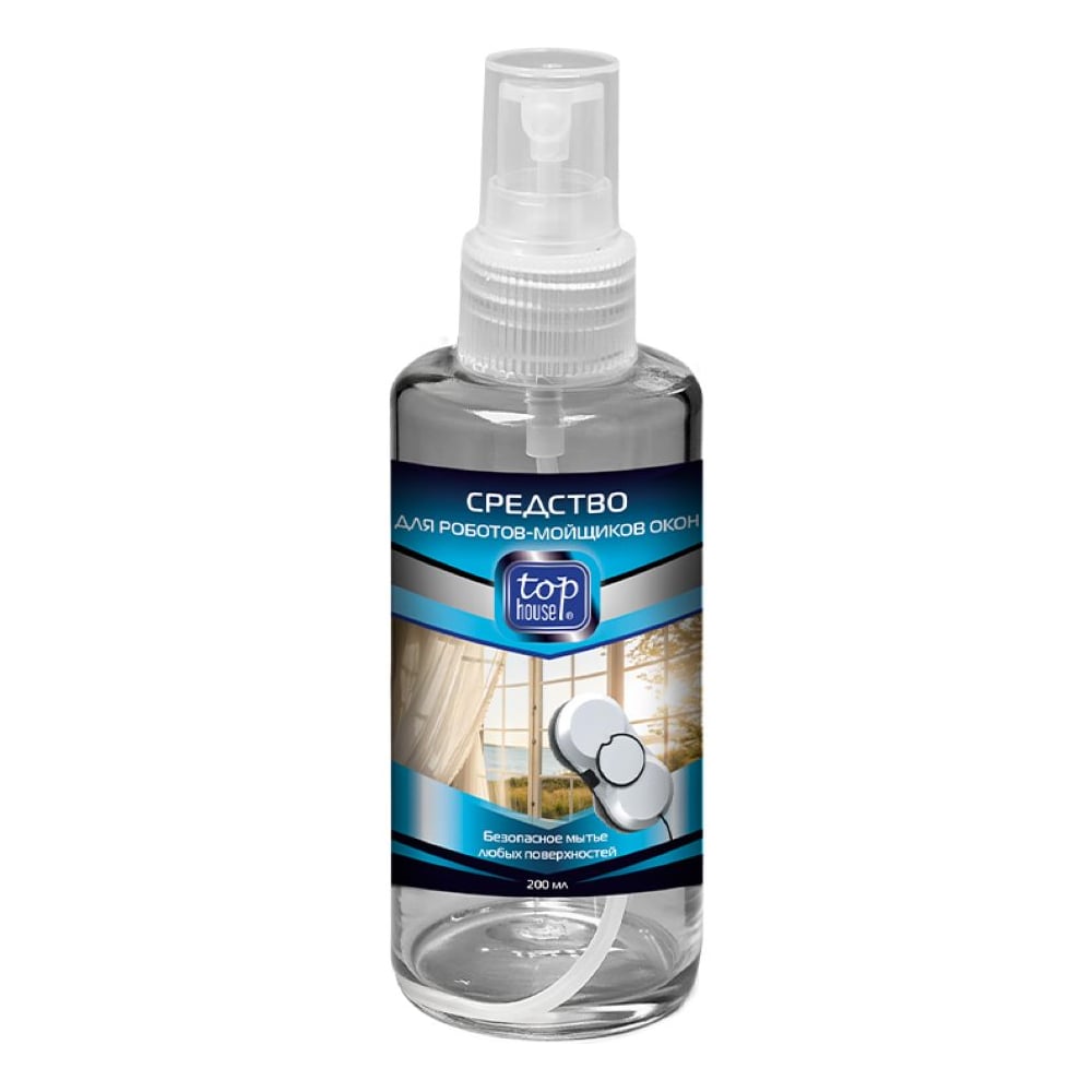 Изображение товара Средство для роботов-мойщиков окон TOP HOUSE 200 мл безопасное и эффективное