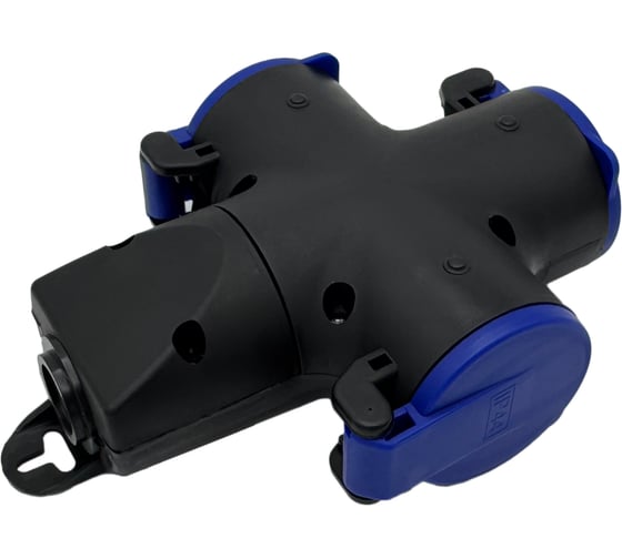 Изображение товара Розетка ООО "ОПТИКОМ ЭЛЕКТРИК" 3-хместная переносная с заземляющим контактом брызгозащищенная, синяя 400220.30031.с