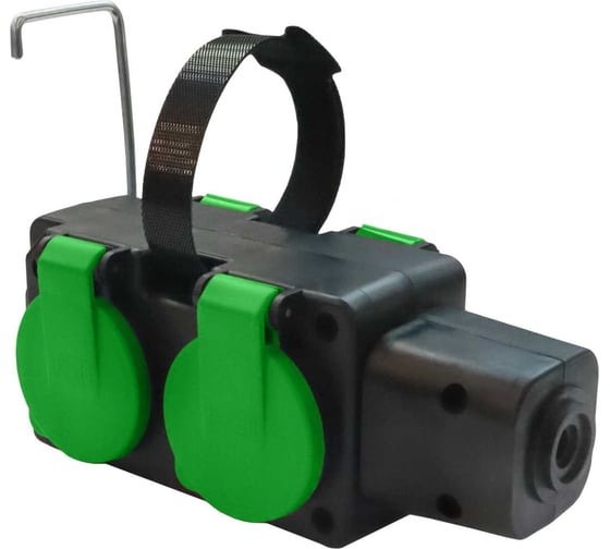 Изображение товара Розетка ООО "ОПТИКОМ ЭЛЕКТРИК" 4-хместная штепсельная переносная с заземляющим контактом брызгозащищенная, зелёная 400220.40051.з