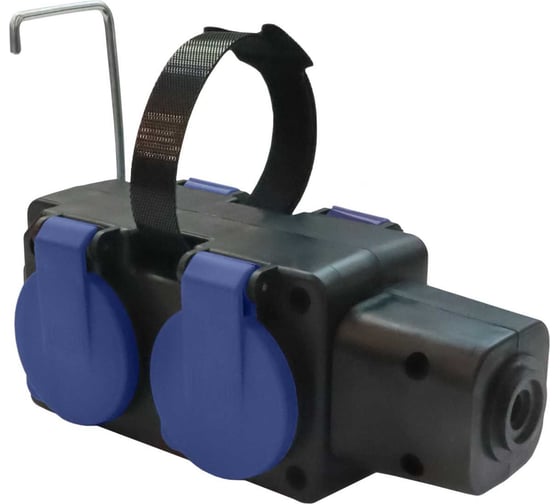 Изображение товара Розетка ООО "ОПТИКОМ ЭЛЕКТРИК" 4-хместная штепсельная переносная с заземляющим контактом брызгозащищенная, синяя 400220.40031.с