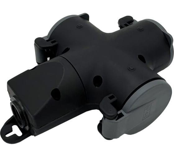 Изображение товара Розетка ООО "ОПТИКОМ ЭЛЕКТРИК" 3-хместная переносная с заземляющим контактом брызгозащищенная, серая 400220.30021.4