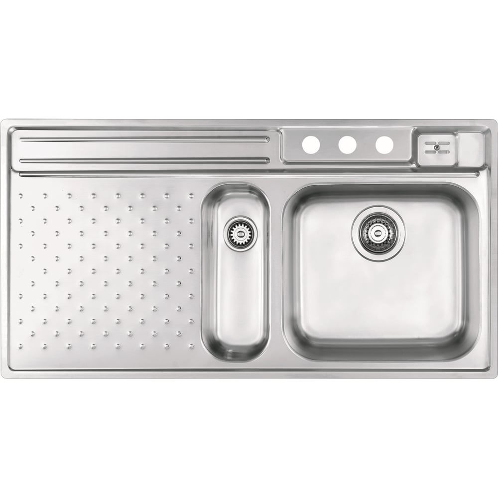 Изображение товара Мойка ALVEUS VISION 30L SAT-90 с двумя чашами и сифоном из нержавеющей стали 1000x510