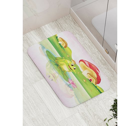 Изображение товара Коврик противоскользящий JoyArty "Лягушка нюхает цветы" для ванной, сауны, бассейна, bath_15261