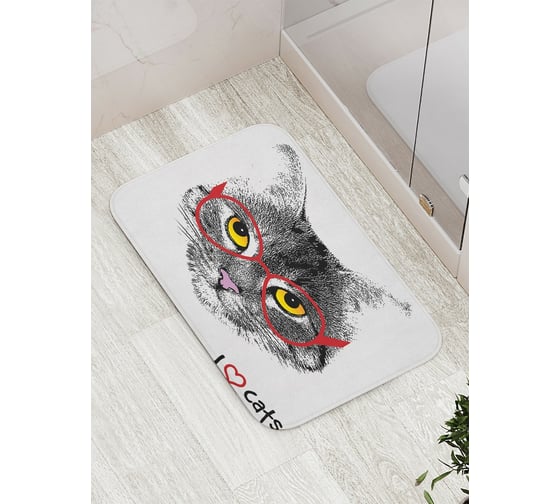 Изображение товара Коврик противоскользящий JoyArty "Я люблю котов" для ванной, сауны, бассейна, bath_15571