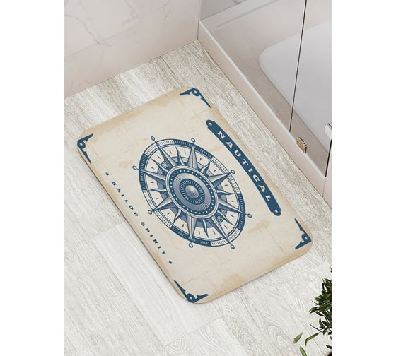 Изображение товара Коврик противоскользящий JoyArty "Cтаринный циферблат компаса Роза ветров" для ванной, сауны, бассейна, bath_14178