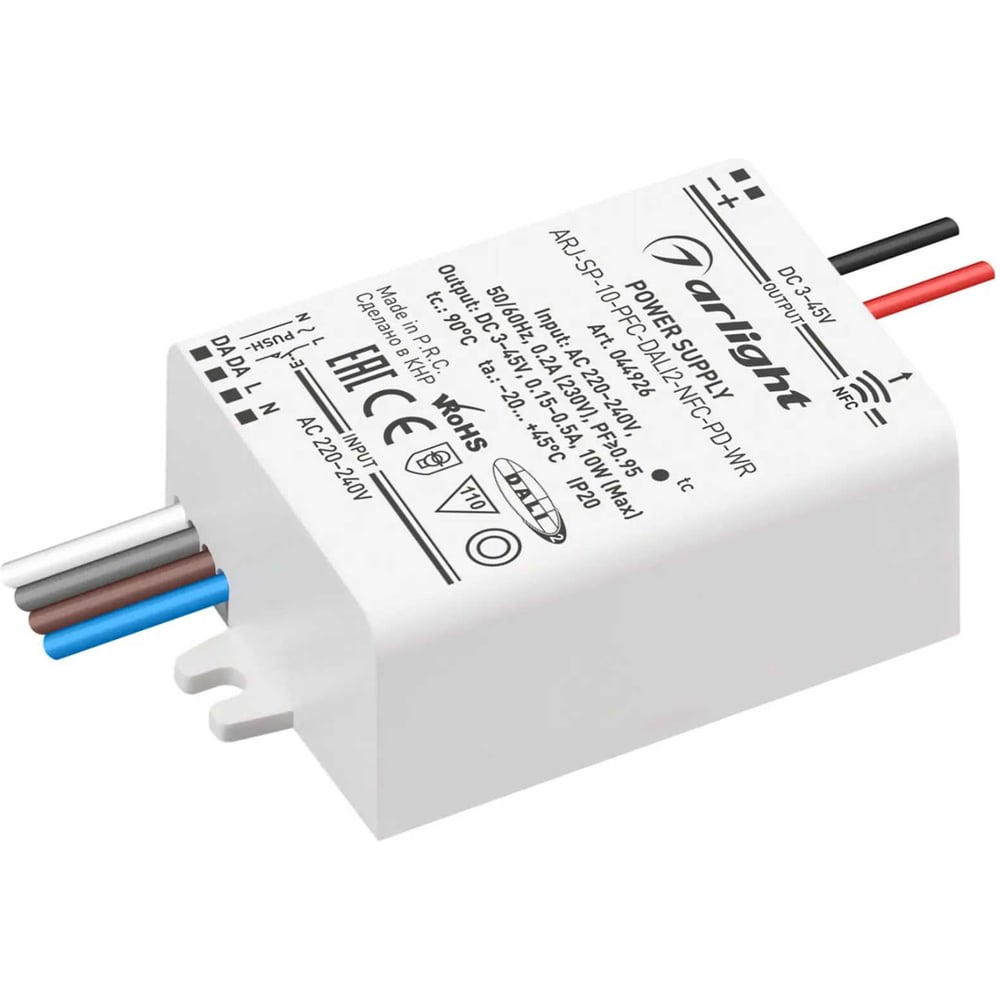 Изображение товара Блок питания Arlight ARJ-SP-10-PFC-DALI2-NFC-PD-WR 1шт 044926