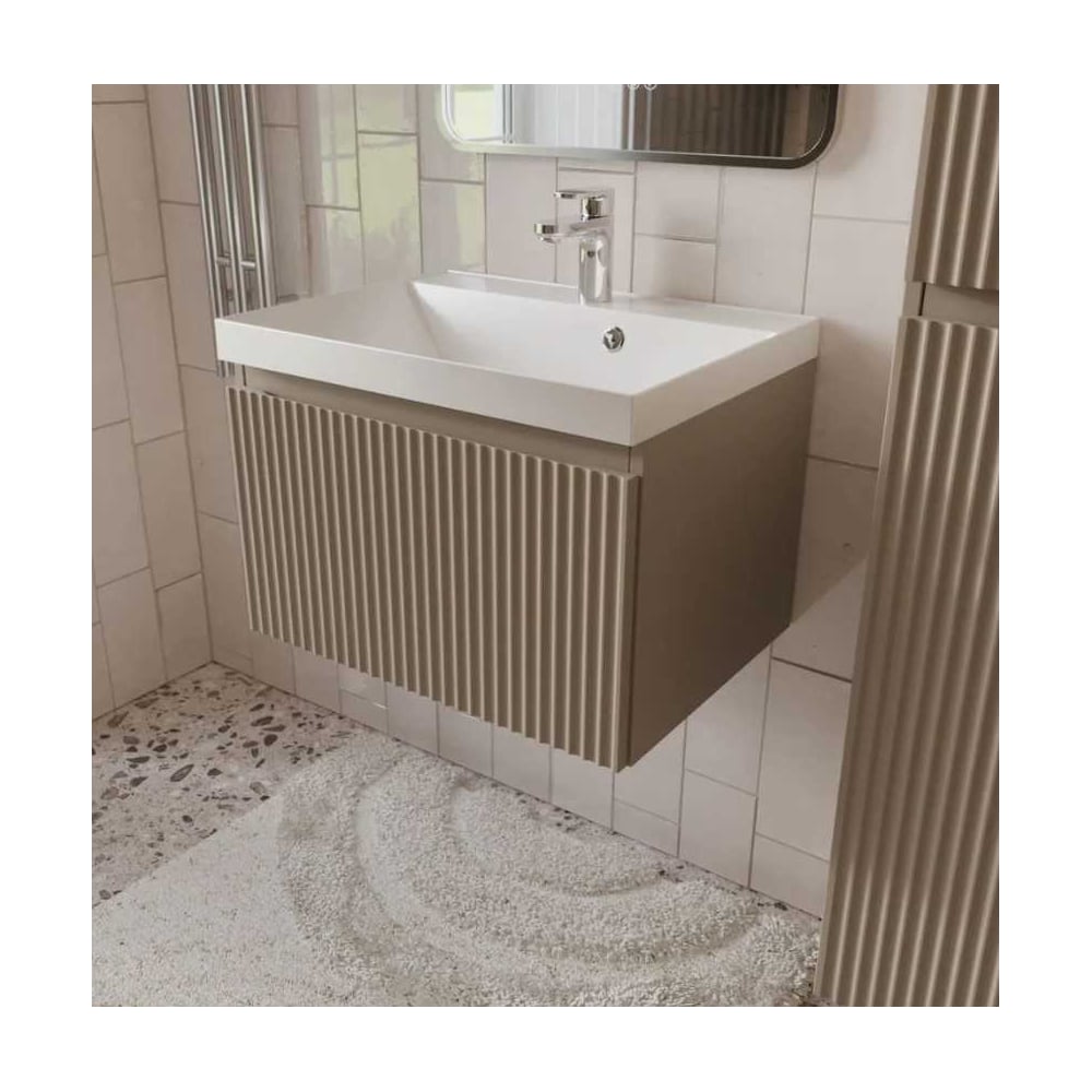 Изображение товара Тумба с раковиной для ванной Mebelvann PULSE 60 см подвесная капучино