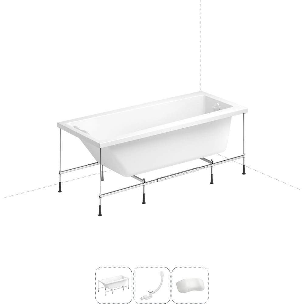 Изображение товара Акриловая ванна Lavinia Boho Rock 4 в 1 с каркасом и подголовником белая