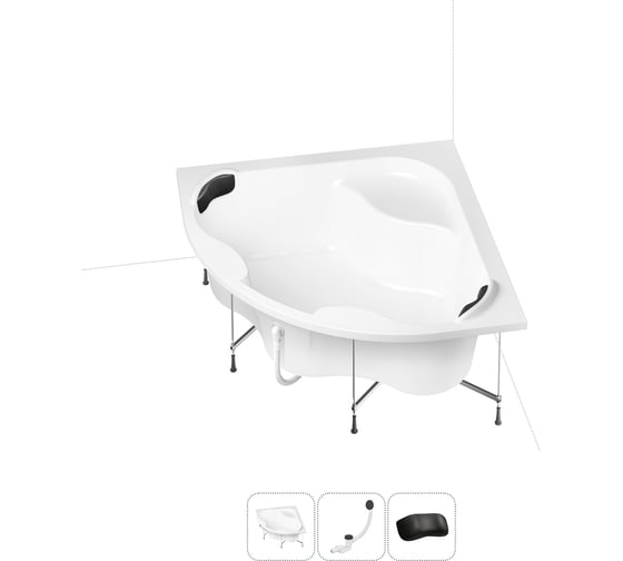 Изображение товара Акриловая ванна Lavinia Boho Aveo 20221023R в наборе 4 в 1: акриловая ванна, каркас, слив-перелив, подголовник (цвет набора матовый черный)