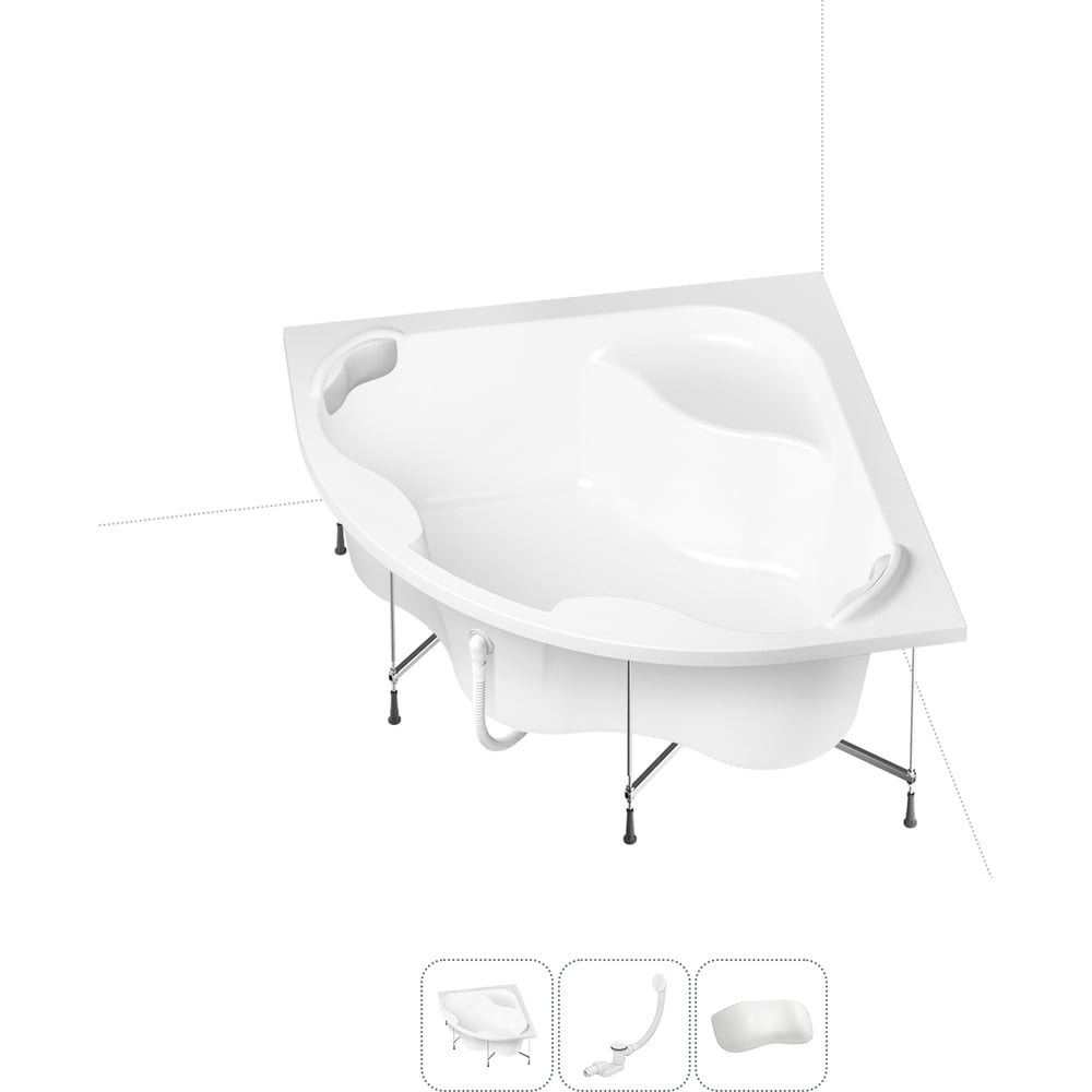 Изображение товара Акриловая ванна Lavinia Boho Aveo 4 в 1 угловая белая с каркасом