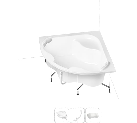 Изображение товара Акриловая ванна Lavinia Boho Aveo 20221022R в наборе 4 в 1: акриловая ванна, каркас, слив-перелив, подголовник (цвет набора глянцевый белый)