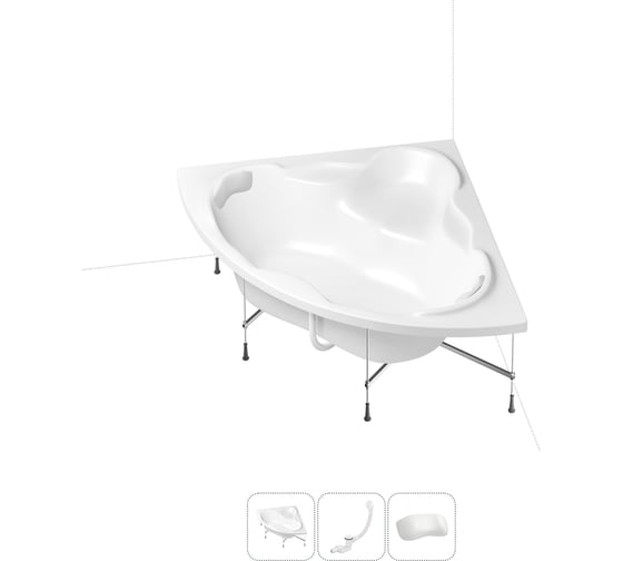 Изображение товара Акриловая ванна Lavinia Boho Elegant 20221034R в наборе 4 в 1: акриловая ванна, каркас, слив-перелив, подголовник (цвет набора глянцевый белый)
