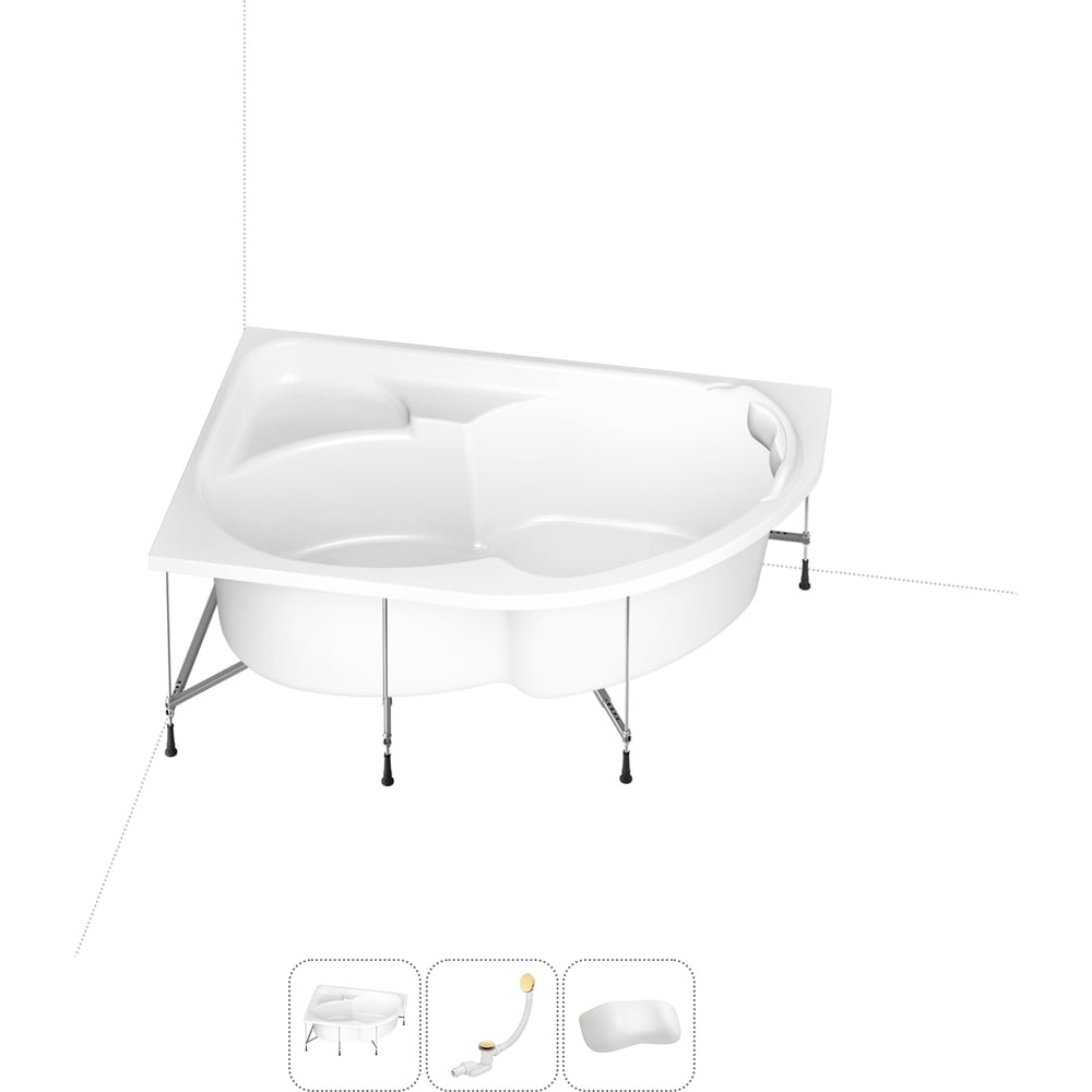 Изображение товара Акриловая ванна Lavinia Boho Grance Hill 4 в 1 с каркасом и подголовником белая