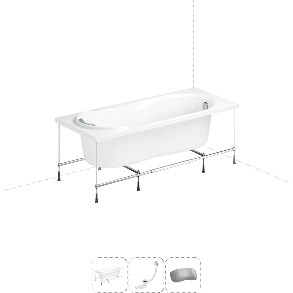 Изображение товара Акриловая ванна Lavinia Boho Easter Pro 20220965R 4 в 1 белая прямоугольная