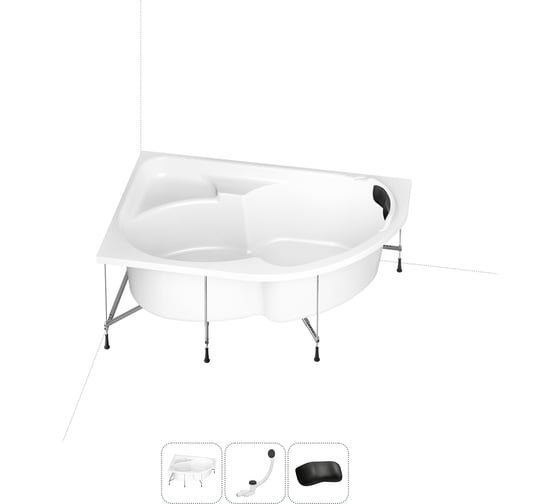 Изображение товара Акриловая ванна Lavinia Boho Grance Hill 20220983R в наборе 4 в 1: акриловая ванна, каркас, слив-перелив, подголовник (цвет набора матовый черный)