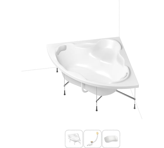 Изображение товара Акриловая ванна Lavinia Boho Elegant 20221032R в наборе 4 в 1: акриловая ванна, каркас, слив-перелив, подголовник (цвет набора золото)