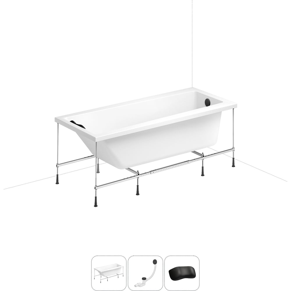 Изображение товара Акриловая ванна Lavinia Boho Rock 20220955R с каркасом и подголовником 4 в 1