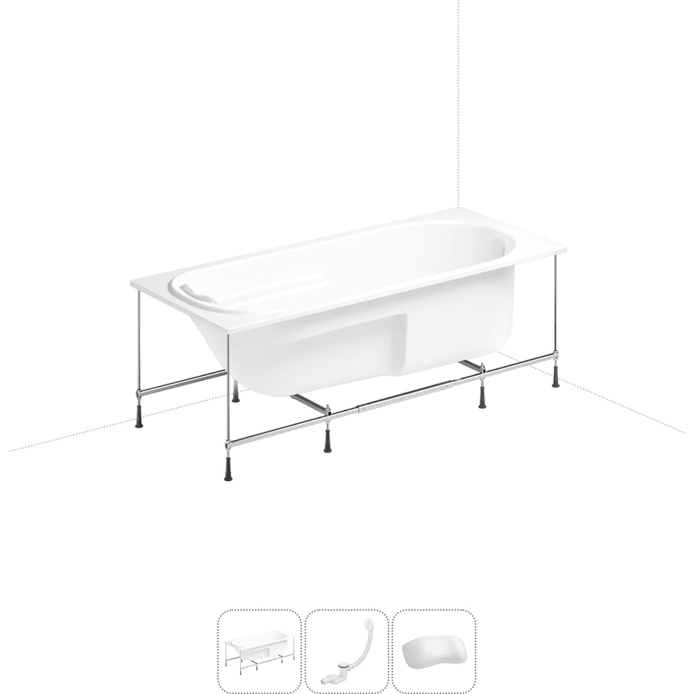 Изображение товара Акриловая ванна Lavinia Boho Bristol 4 в 1 с каркасом и подголовником белая