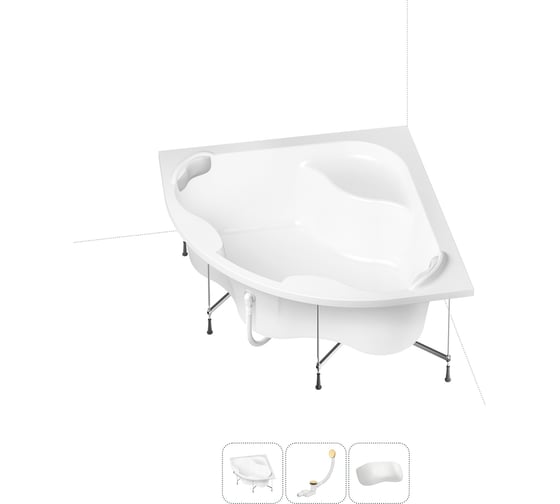 Изображение товара Акриловая ванна Lavinia Boho Aveo 20221024R в наборе 4 в 1: акриловая ванна, каркас, слив-перелив, подголовник (цвет набора золото)